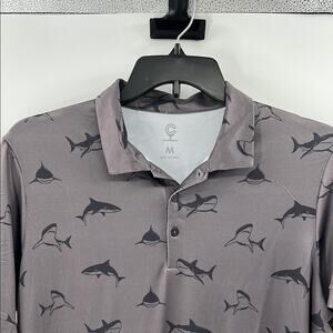 Caddy Cart Men's Short Sleeve Performance Polo - Sharkey - Black - Medium - NWT